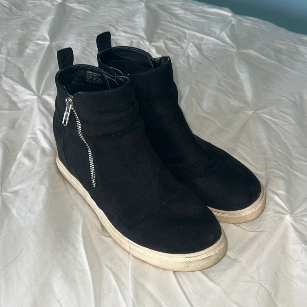 Black Wedge Booties